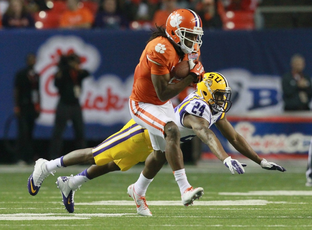 Deandre Hopkins catches a pass for a first down in the fourth quarter of Clemson's 2012 Chick-Fil-A Bowl win over LSU. 